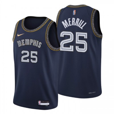 Memphis Grizzlies #25 Sam Merrill Men's Nike Navy 202122 Swingman NBA Jersey - City Edition Men's